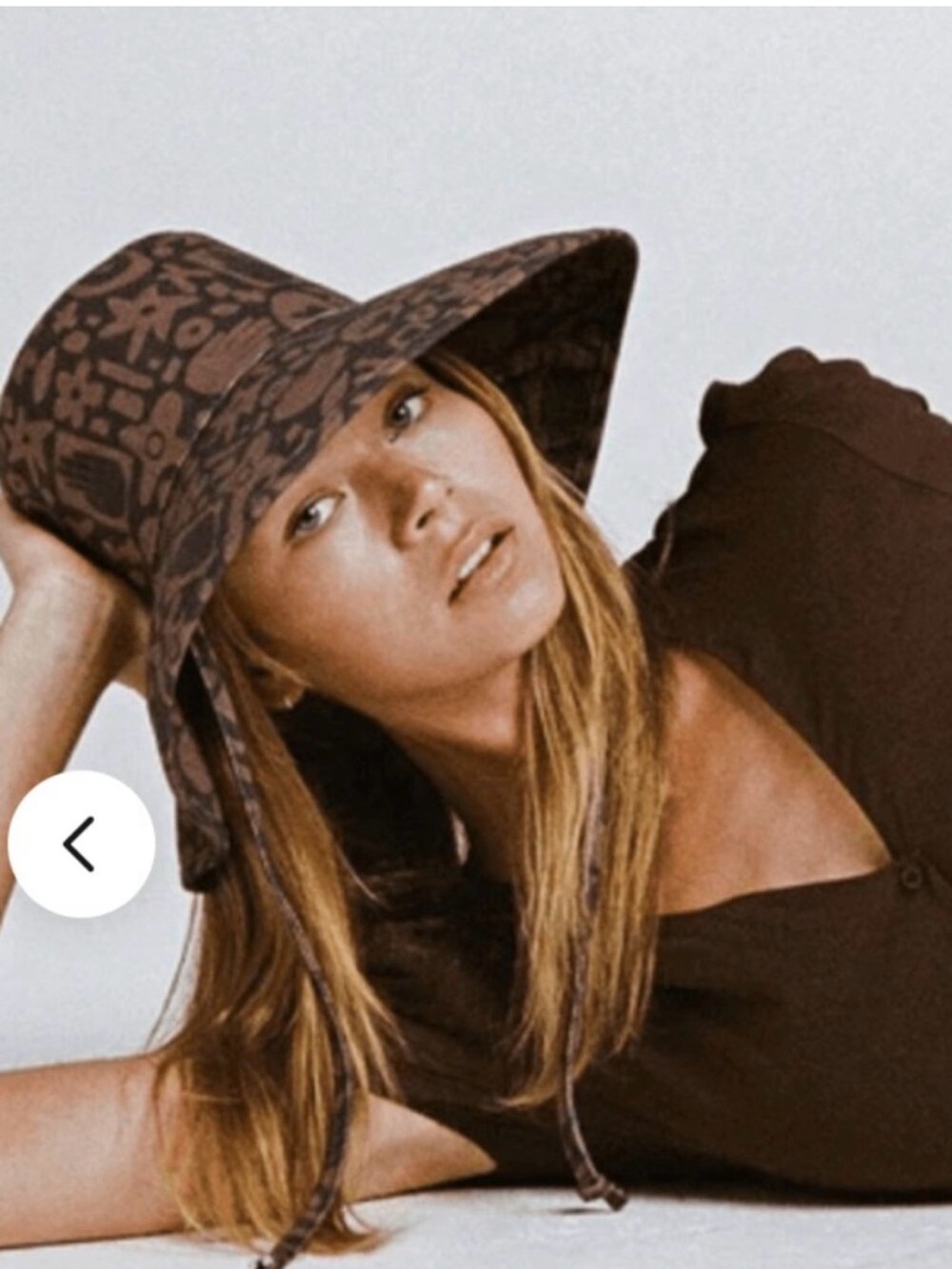 Lack Of Color Brown Patterned Wide-Brim Bucket Hat